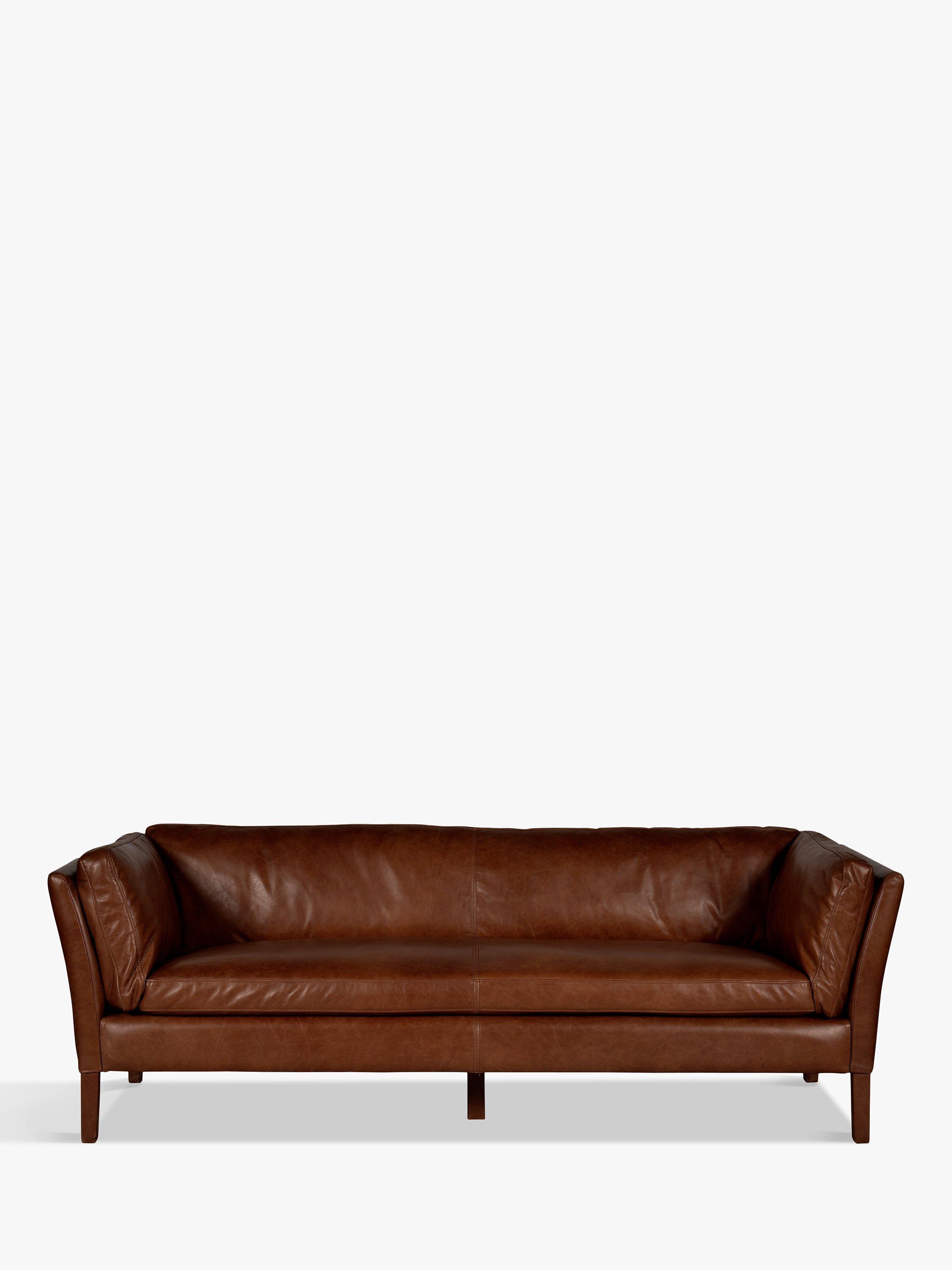 Groucho Range, Halo Groucho Large 3 Seater Leather Sofa, Dark Leg, Antique Whisky