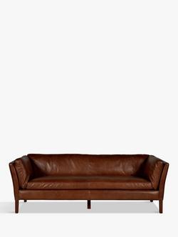 Halo Groucho Large 3 Seater Leather Sofa, Dark Leg, Antique Whisky