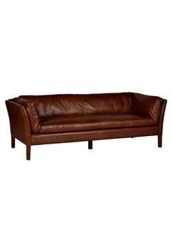 Halo Groucho Large 3 Seater Leather Sofa, Dark Leg - view 2, Antique Whisky
