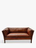 Halo Groucho Small 2 Seater Leather Sofa, Dark Leg, Antique Whisky