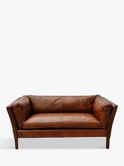 Halo Groucho Small 2 Seater Leather Sofa, Dark Leg, Antique Whisky