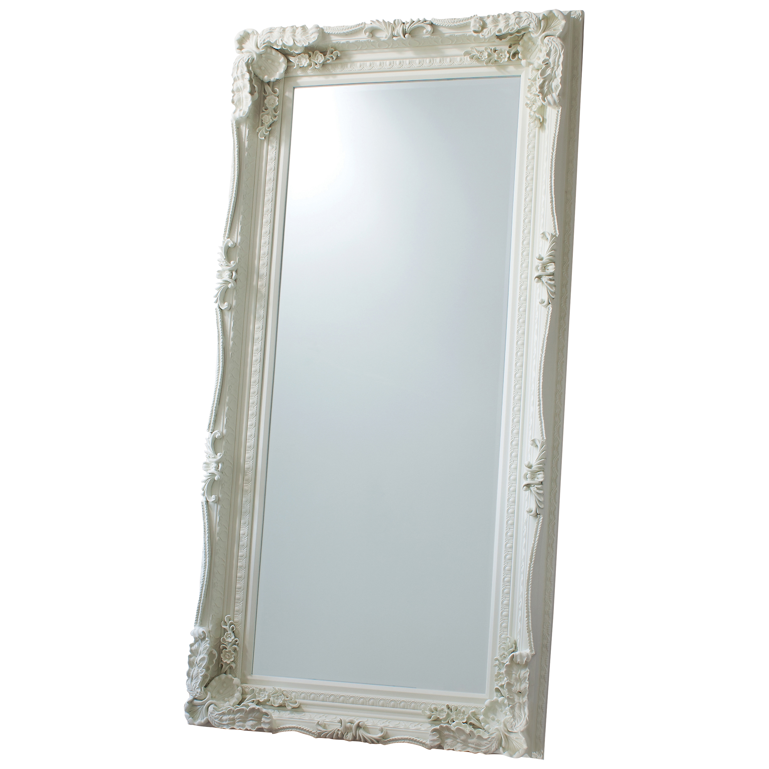 Carved Louis Leaner Mirror, Cream, 176 x 89.5cm