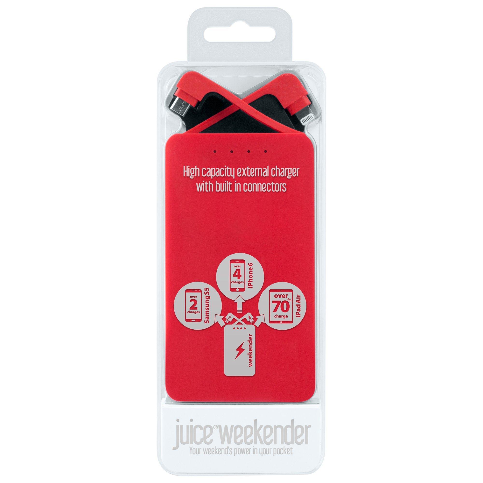 Juice Weekender Portable Power Bank for Smartphones & Tablets, Red