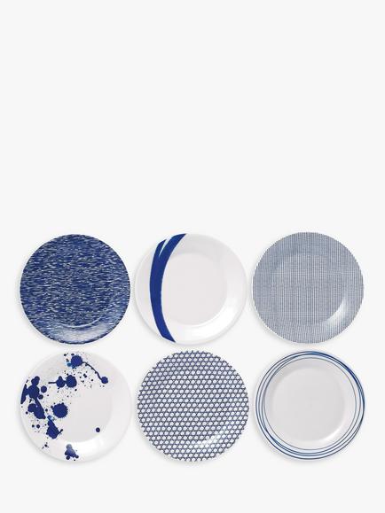 Royal Doulton Pacific Porcelain Side Plates, Set of 6, 23cm, Blue, Blue