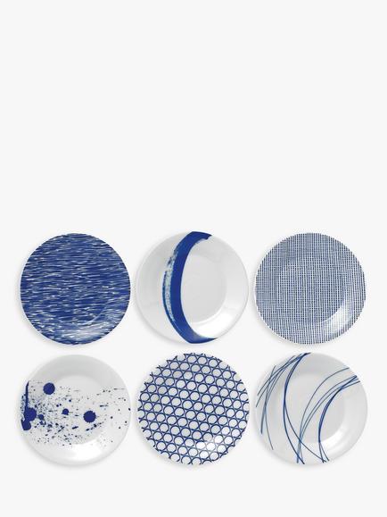 Royal Doulton Pacific Porcelain Tapas Plates, Set of 6, 16cm, Blue, Blue