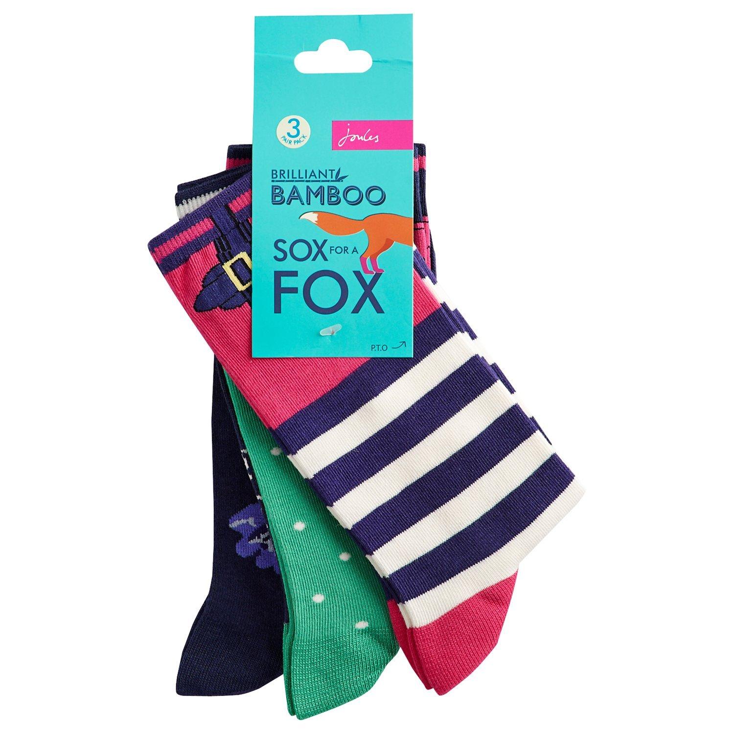 Joules Brill Bamboo Socks, Pack of 3, One Size