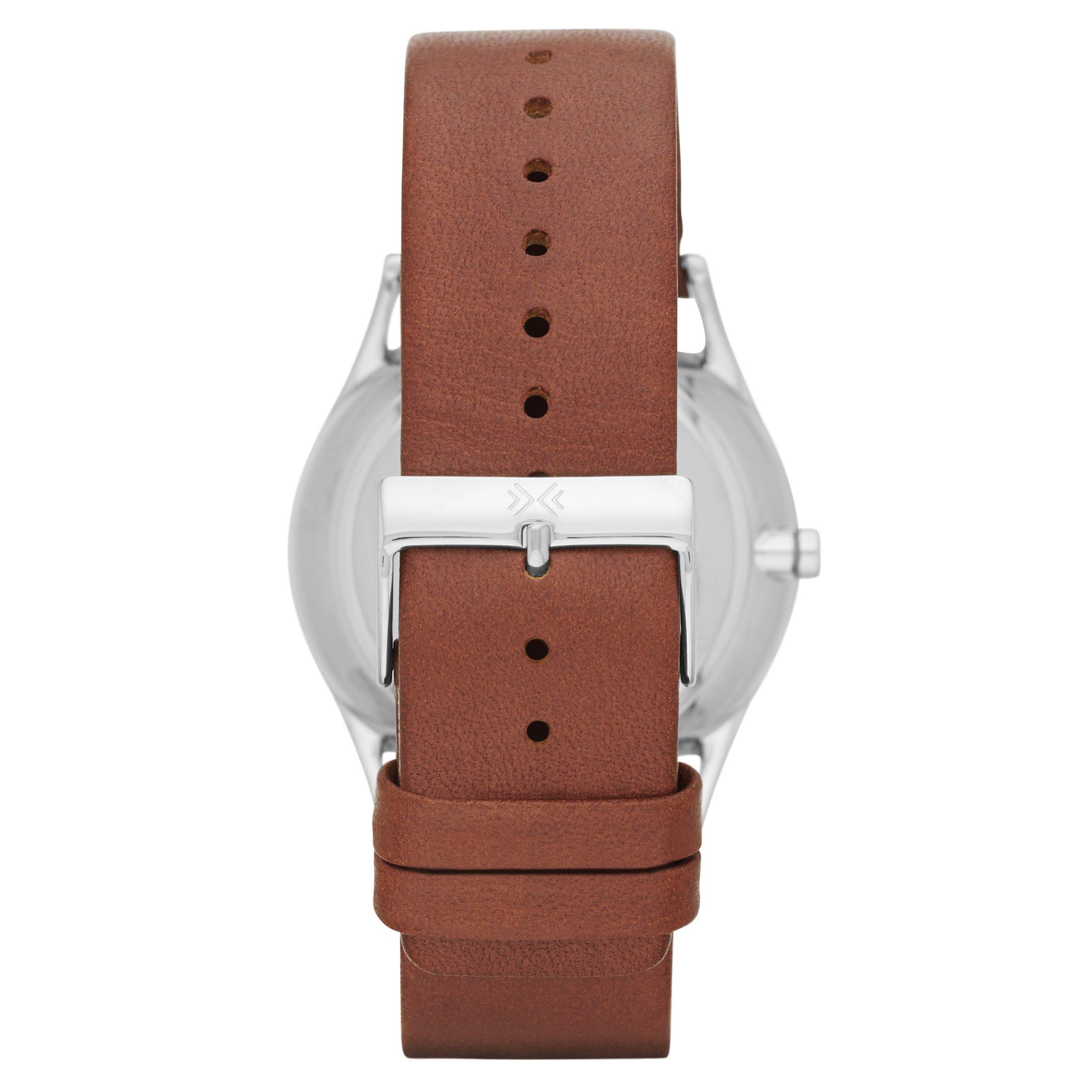 Product image 2 of 3, which shows Skagen SKW6086 Men's Holst Single Chronograph Leather Strap Watch, Brown/Grey