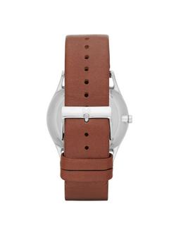 Skagen SKW6086 Men's Holst Single Chronograph Leather Strap Watch, Brown/Grey - view 2, Brown/Grey