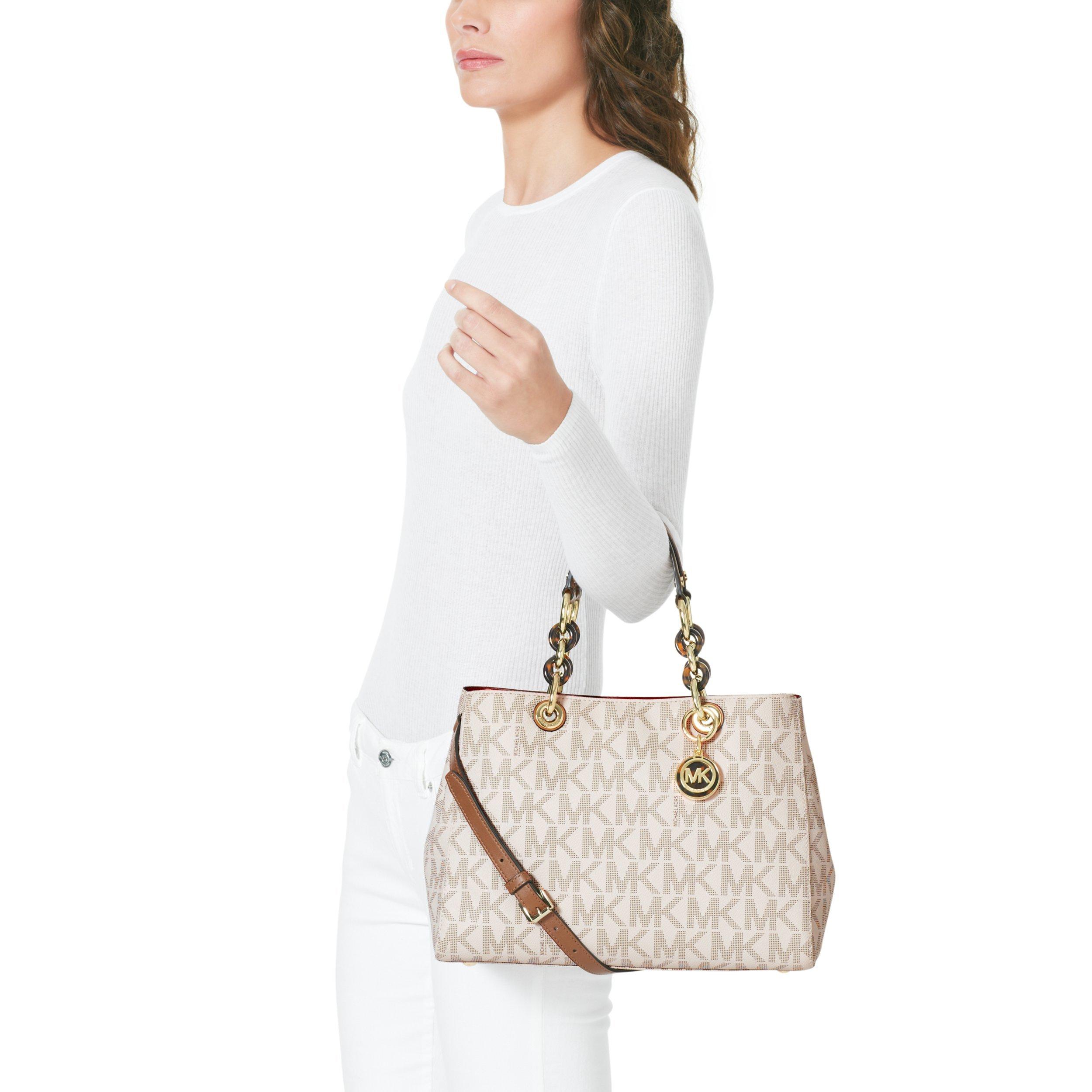 MICHAEL Michael Kors Cynthia Leather Mid Satchel Bag