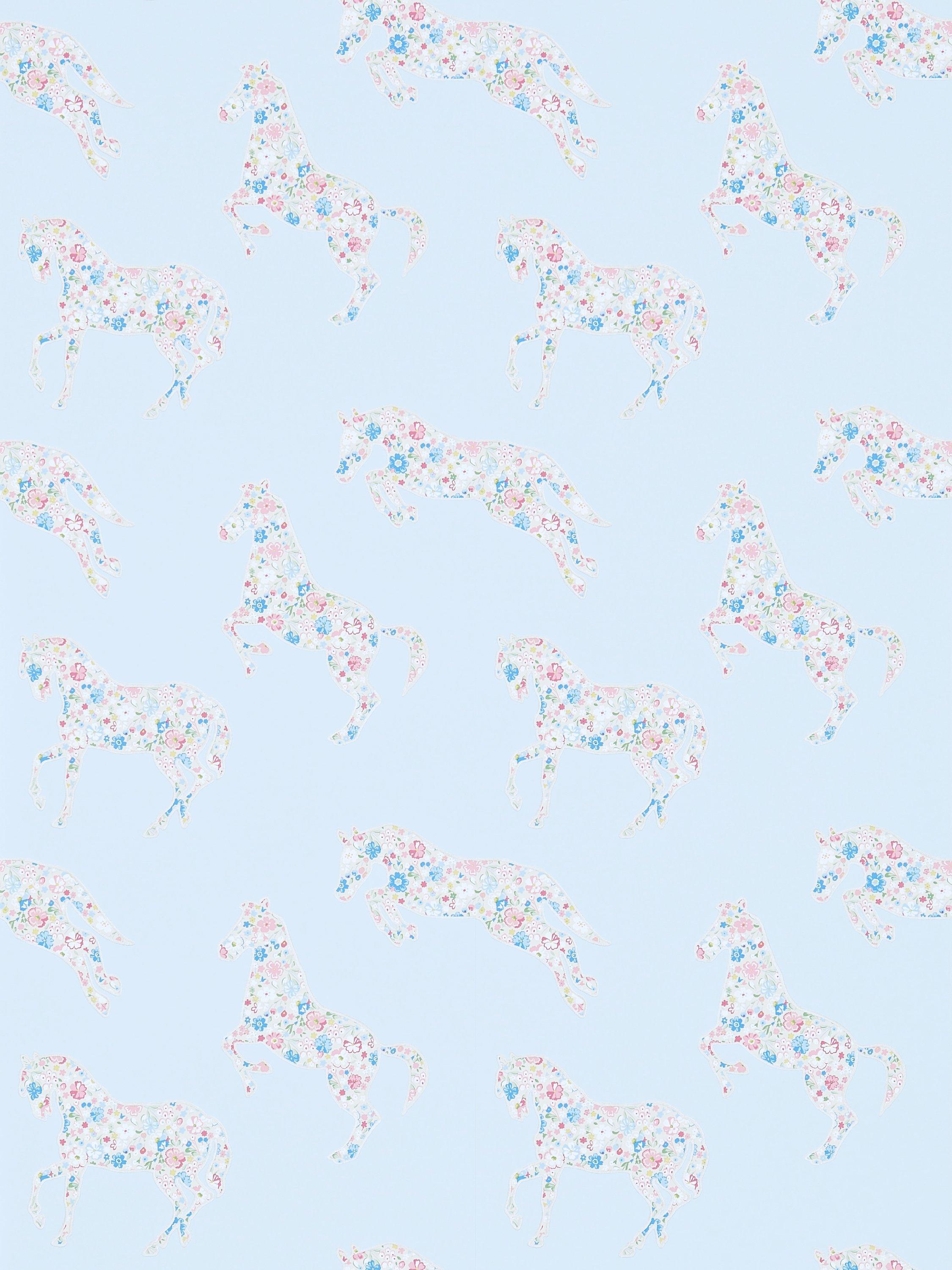 Sanderson Pretty Ponies Wallpaper, Chintz / Blue, DLIT214035