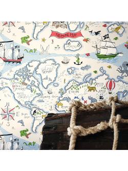 Sanderson Treasure Map Wallpaper - view 2, Vanilla / Multi, Dlit214040