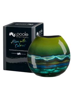 Poole Pottery Maya Earthenware Purse Vase, H20cm, Green - view 2, Green