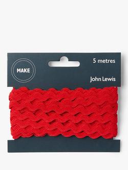 John Lewis 6mm Ric Rac, 5m, Red, Red