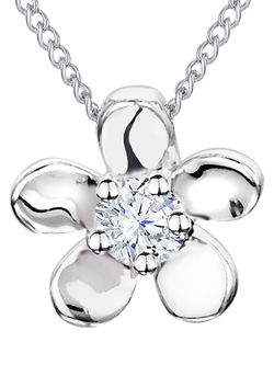Jools by Jenny Brown Rhodium Plated Silver Cubic Zirconia Flower Pendant, Silver, Silver