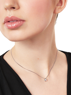 Jools by Jenny Brown Rhodium Plated Silver Cubic Zirconia Flower Pendant, Silver - view 2, Silver