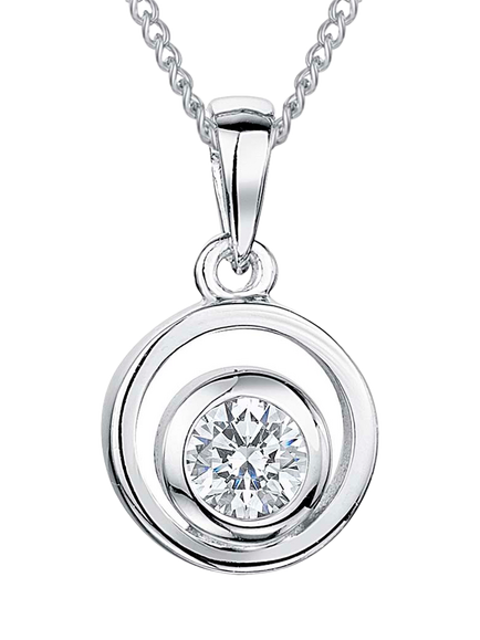 Jools by Jenny Brown Cubic Zirconia Swirl Pendant, Silver, Silver