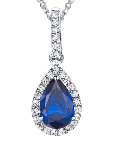 Jools by Jenny Brown Sterling Silver Cubic Zirconia Teardrop Pendant Necklace, Silver/Sapphire
