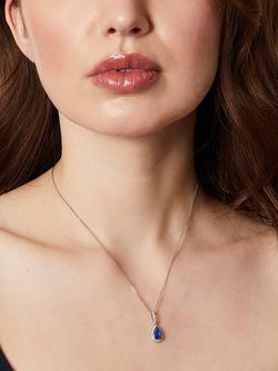 Jools by Jenny Brown Sterling Silver Cubic Zirconia Teardrop Pendant Necklace - view 2, Silver/Sapphire