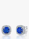 Jools by Jenny Brown Cubic Zirconia Cushion Stud Earrings, Silver/Sapphire