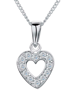 Jools by Jenny Brown Rhodium Plated Silver Cubic Zirconia Heart Pendant, Silver, Silver