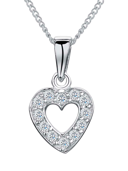Jools by Jenny Brown Rhodium Plated Silver Cubic Zirconia Heart Pendant, Silver, Silver