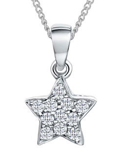 Jools by Jenny Brown Rhodium Plated Silver Cubic Zirconia Star Pendant, Silver, Silver