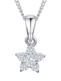 Jools by Jenny Brown Rhodium Plated Silver Cubic Zirconia Star Pendant, Silver, Silver
