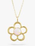 E.W Adams 9ct Gold Birthstone Blossom Pendant Necklace, Opal/October