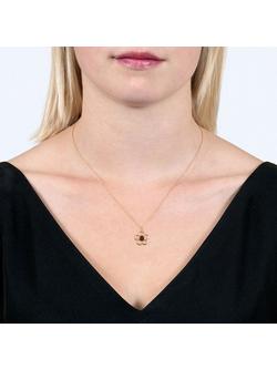 E.W Adams 9ct Gold Birthstone Blossom Pendant Necklace - view 2, Garnet/January