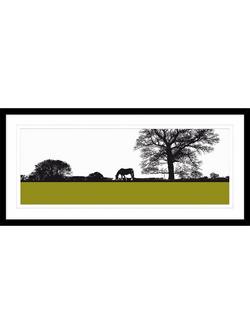 John Lewis Jacky Al-Samarraie 'Landscape with Horse' Framed Print, 104 x 49cm, Green