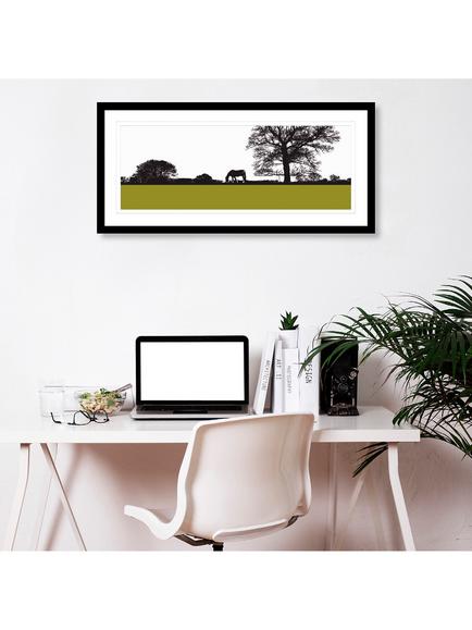 John Lewis Jacky Al-Samarraie 'Landscape with Horse' Framed Print, 104 x 49cm - view 2, Green