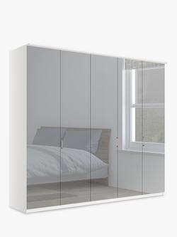 John Lewis Elstra 250cm Wardrobe with Mirrored Hinged Doors, Mirror/White
