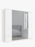 John Lewis Elstra 250cm Wardrobe with White Glass and Mirrored Hinged Doors