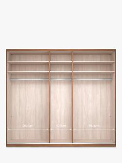 John Lewis Elstra 250cm Wardrobe with White Glass and Mirrored Hinged Doors - view 2, White Glass/White