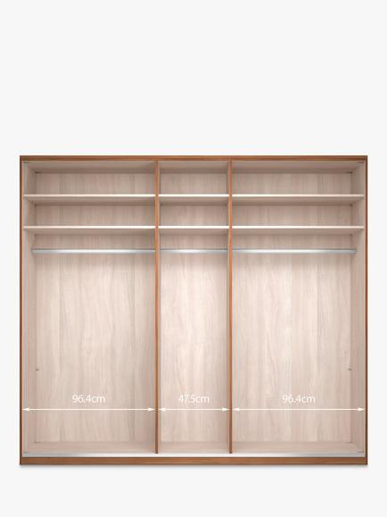 John Lewis Elstra 250cm Wardrobe with Glass Hinged Doors - view 2, White Glass/White