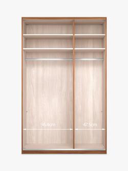 John Lewis Elstra 150cm Wardrobe with Glass and Mirrored Hinged Doors - view 2, White Glass/White