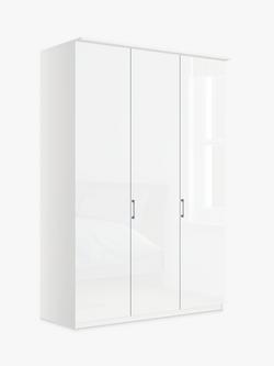 John Lewis Elstra 150cm Wardrobe with Glass Hinged Doors, White Glass/White