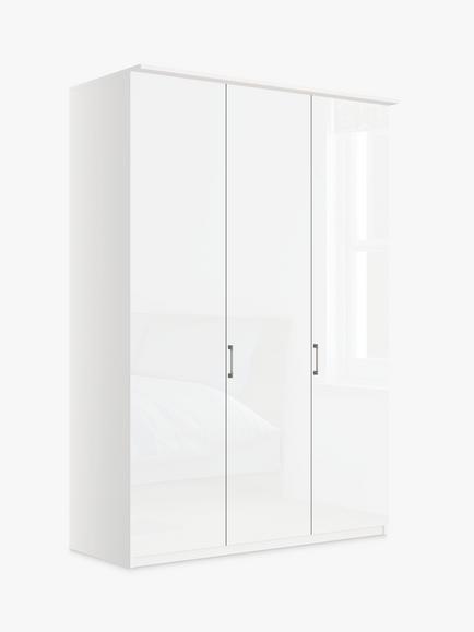 John Lewis Elstra 150cm Wardrobe with Glass Hinged Doors, White Glass/White