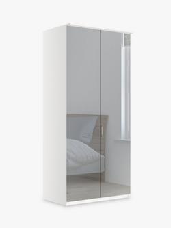 John Lewis Elstra 100cm Wardrobe with Mirrored Hinged Doors, Mirror/White