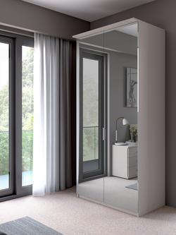 John Lewis Elstra 100cm Wardrobe with Mirrored Hinged Doors - view 2, Mirror/White