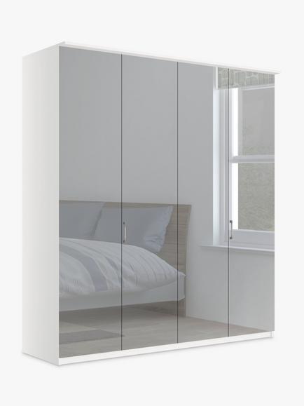 John Lewis Elstra 200cm Wardrobe with Mirrored Hinged Doors, Mirror/White
