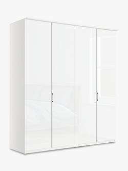 John Lewis Elstra 200cm Wardrobe with Glass Hinged Doors, White Glass/White