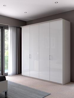 John Lewis Elstra 200cm Wardrobe with Glass Hinged Doors - view 2, White Glass/White