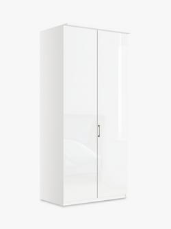 John Lewis Elstra 100cm Wardrobe with Glass Hinged Doors, White Glass/White
