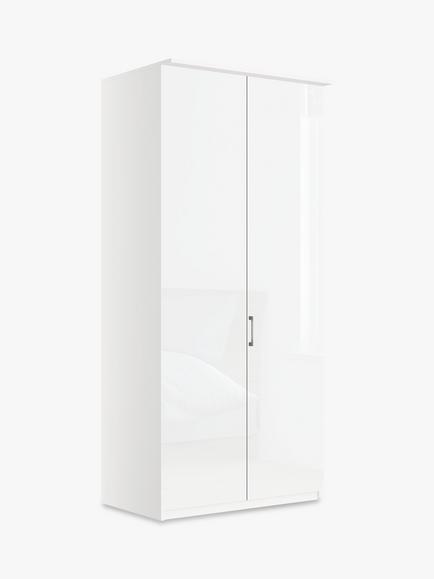 John Lewis Elstra 100cm Wardrobe with Glass Hinged Doors, White Glass/White