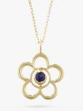E.W Adams 9ct Gold Birthstone Blossom Pendant Necklace, Sapphire/September