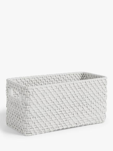 John Lewis Modern Country Rattan Storage Box, White