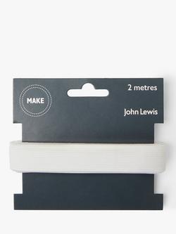 John Lewis 19mm Woven Elastic, 2m, White, White