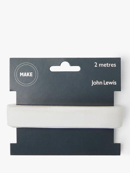 John Lewis 19mm Woven Elastic, 2m, White, White