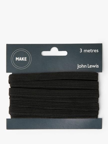 John Lewis Elastic, 9mm, Black